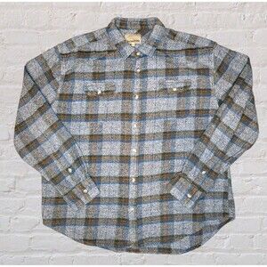 Free Nature Flannel Flannel Mens XL Gray Blue Plaid Boho Layering Shacket Fall